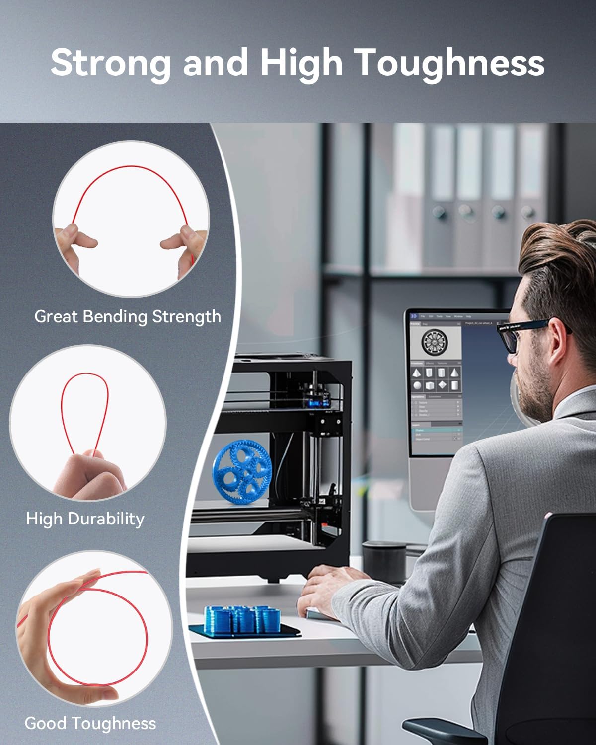 SUNLU PETG Filament 1.75mm,Strong 3D Printer Filament,Ultra-Low Stringing,Exceptional Layer Adhesion & High Toughness,Dimensional Accuracy +/- 0.02 mm,Fit Most FDM 3D Printers,1kg Spool(Black).