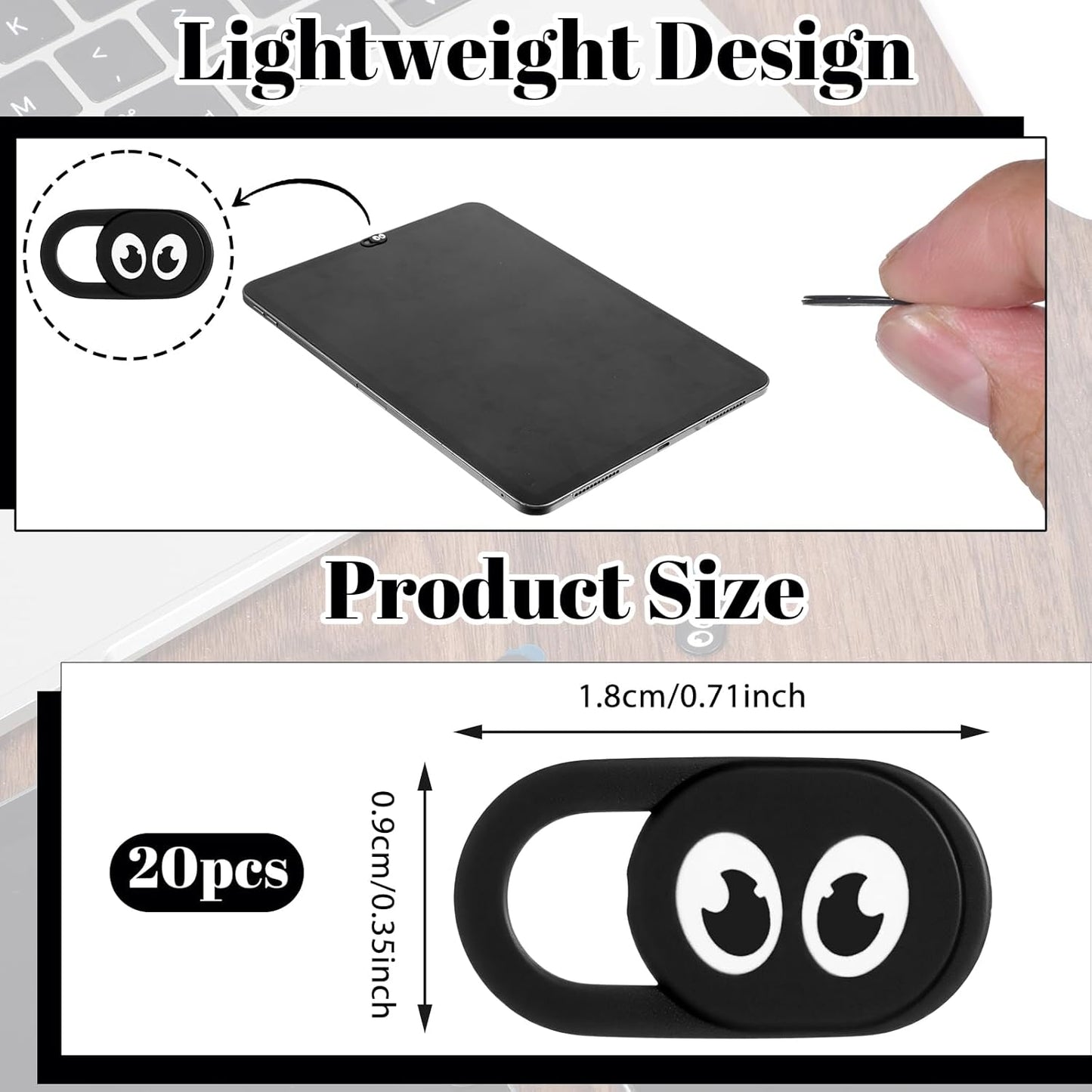 20 Pcs Webcam Cover Slide, 0.023 Inch Ultra Thin Universal Laptop Camera Cover Slide Webcam Covers Cameras Blocker Slider Camera Cap for Laptop, Computer, Great for Privacy