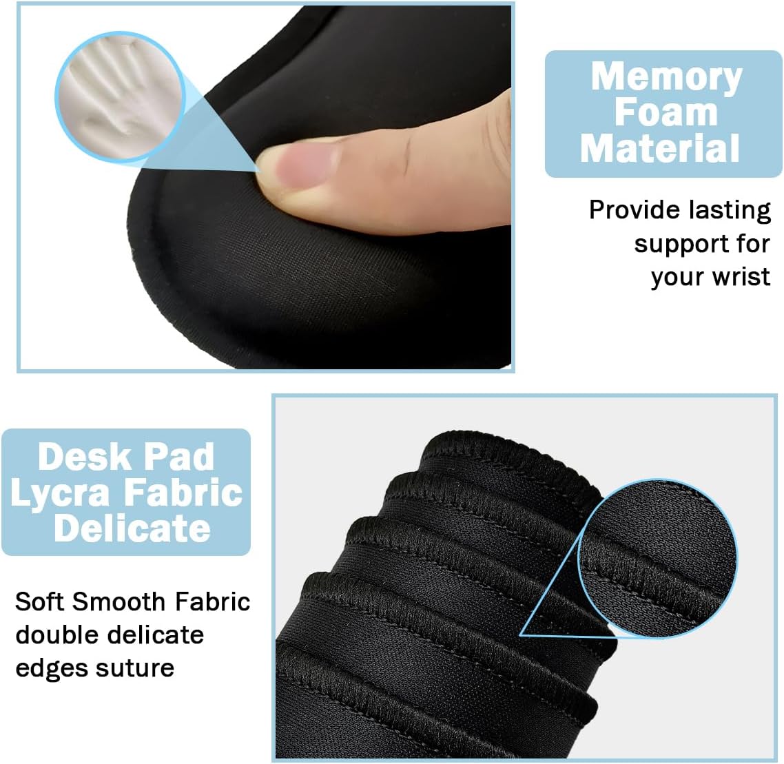 4-in-1 Large Gaming Mouse Pad, Keyboard Wrist Rest Pad & Wrist Support Mousepad Set, Extended Desk Pad Waterproof Desk Mat for Home Office Study Game-Black