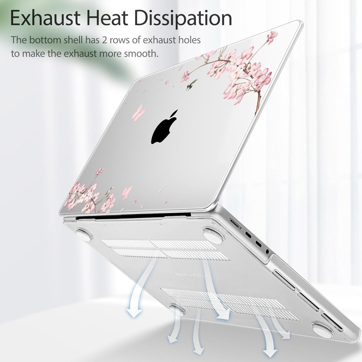 Tuiklol for M4 MacBook Pro 14 Inch Case 2024-2021 Release A3112 A3401 A3185, M3 A2918 A2992/M2 A2779/M1 A2442 Pro/Max Chip,Hard Shell Case with Screen Protector for Touch ID, Plum Blossom