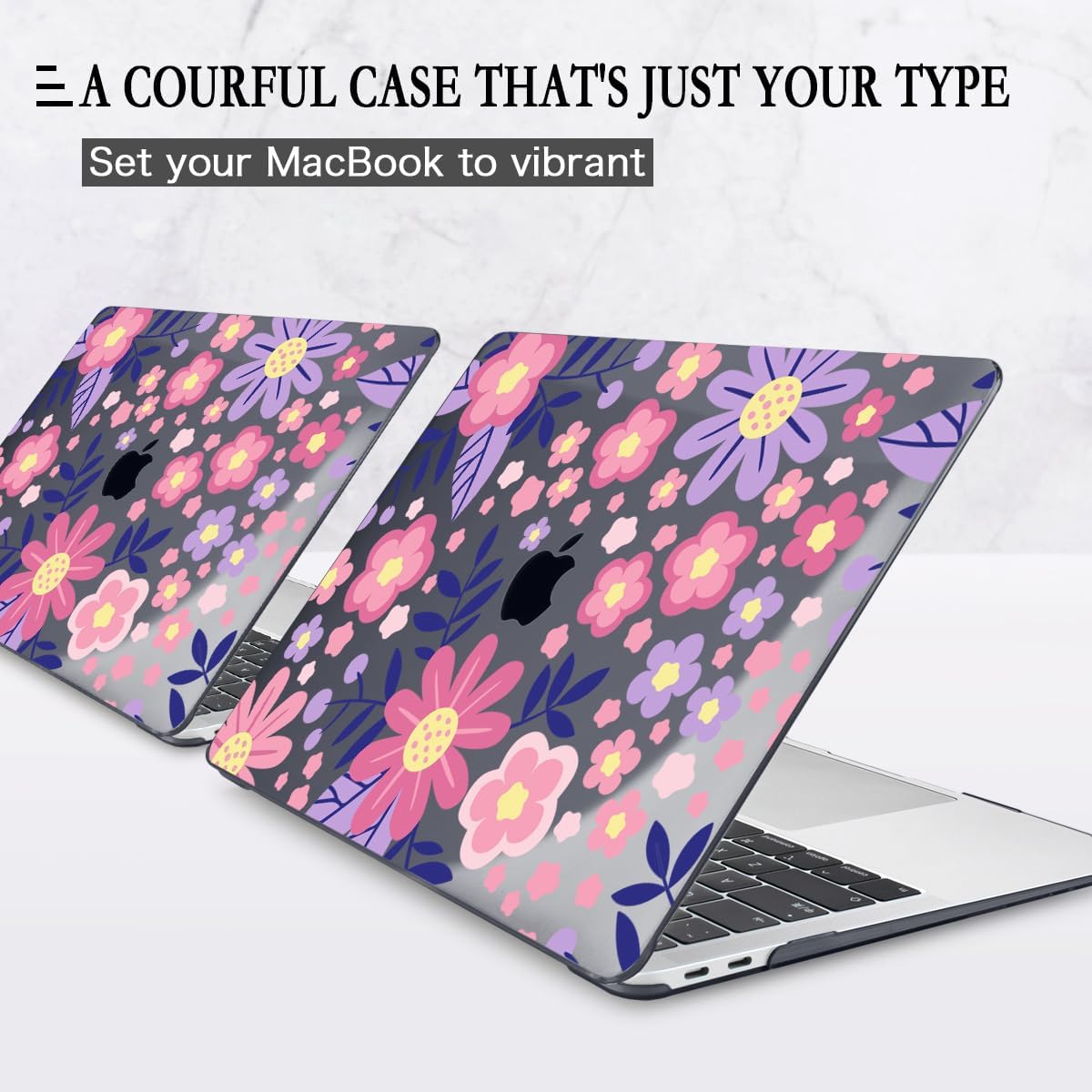 CISSOOK for MacBook Air 13 inch M1 Case 2021 2020 2019 2018, Hard Shell Case Keyboard Skin Screen Protector for MacBook Air 13.3 A2337 A2179 A1932, Stylized Flowers