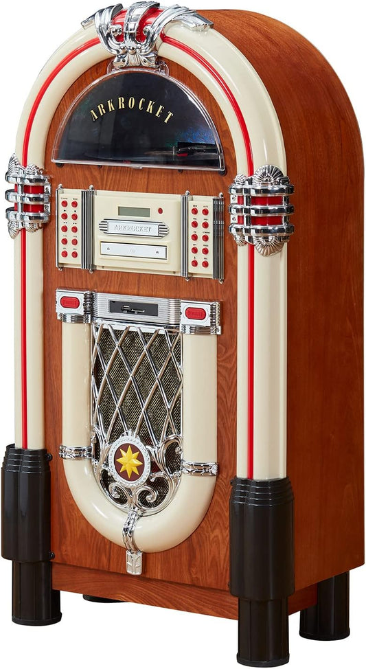 Arkrocket Full Size Jukebox Vinyl Record Player Bluetooth USB SD CD Player Radio Retro Turntable Classic Jukebox (Taurus - Classic)
