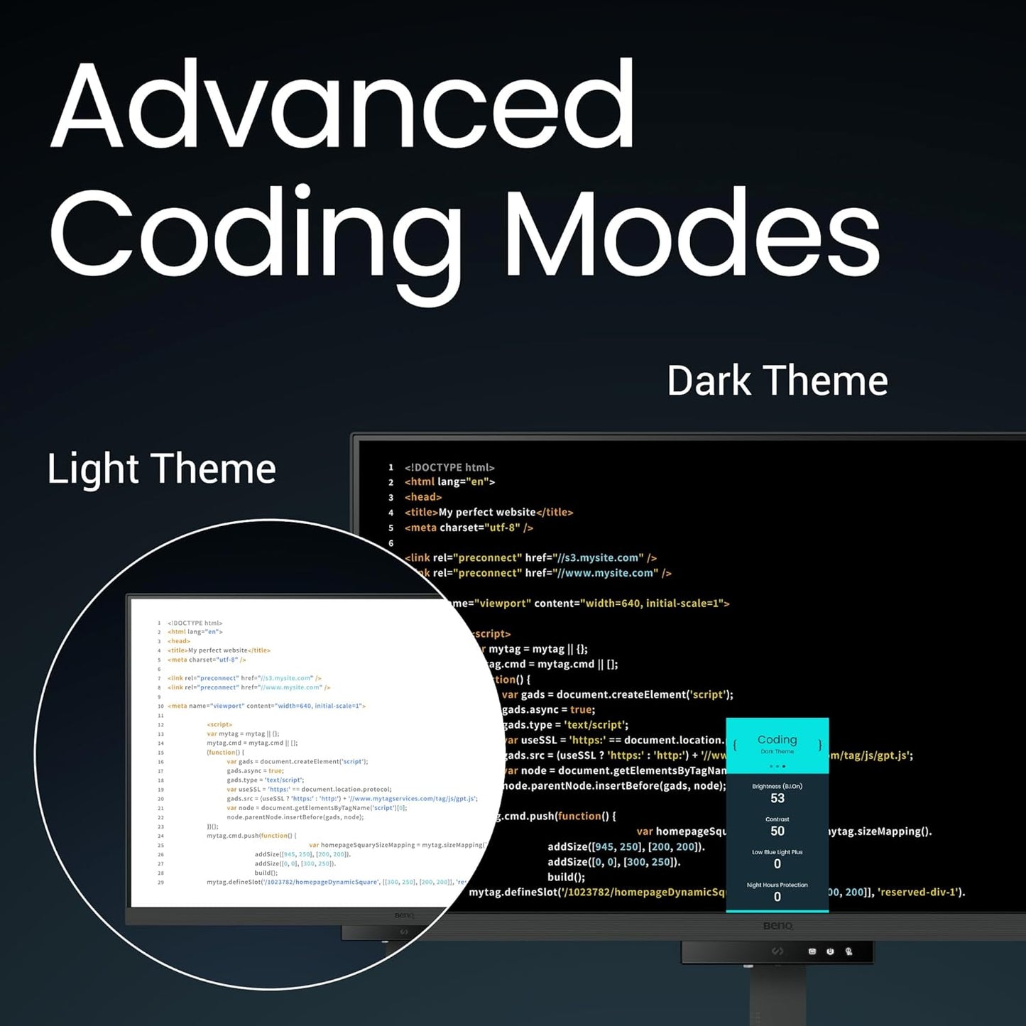 BenQ RD320UA 32” 4K 3840x2160 Programming Monitor with 2000:1 Contrast Ratio, Nano Matte Panel, MoonHalo, 90W USB-C, Coding Modes, Night Hours Protection, Ergonomic Stand, and Eye-Care Technology
