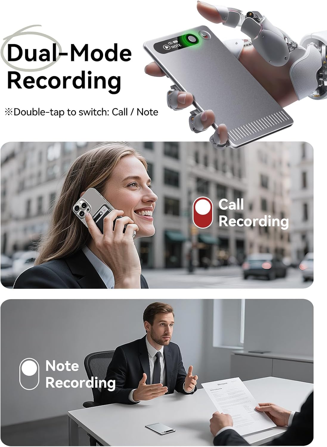 AI Voice Recorder with App Control, Advanced AI Technology for Transcription & Summarization, 64GB Memory, Magnetic Case, Supports 50 Languages – Audio Recorder for Lectures, Meetings, Interviews