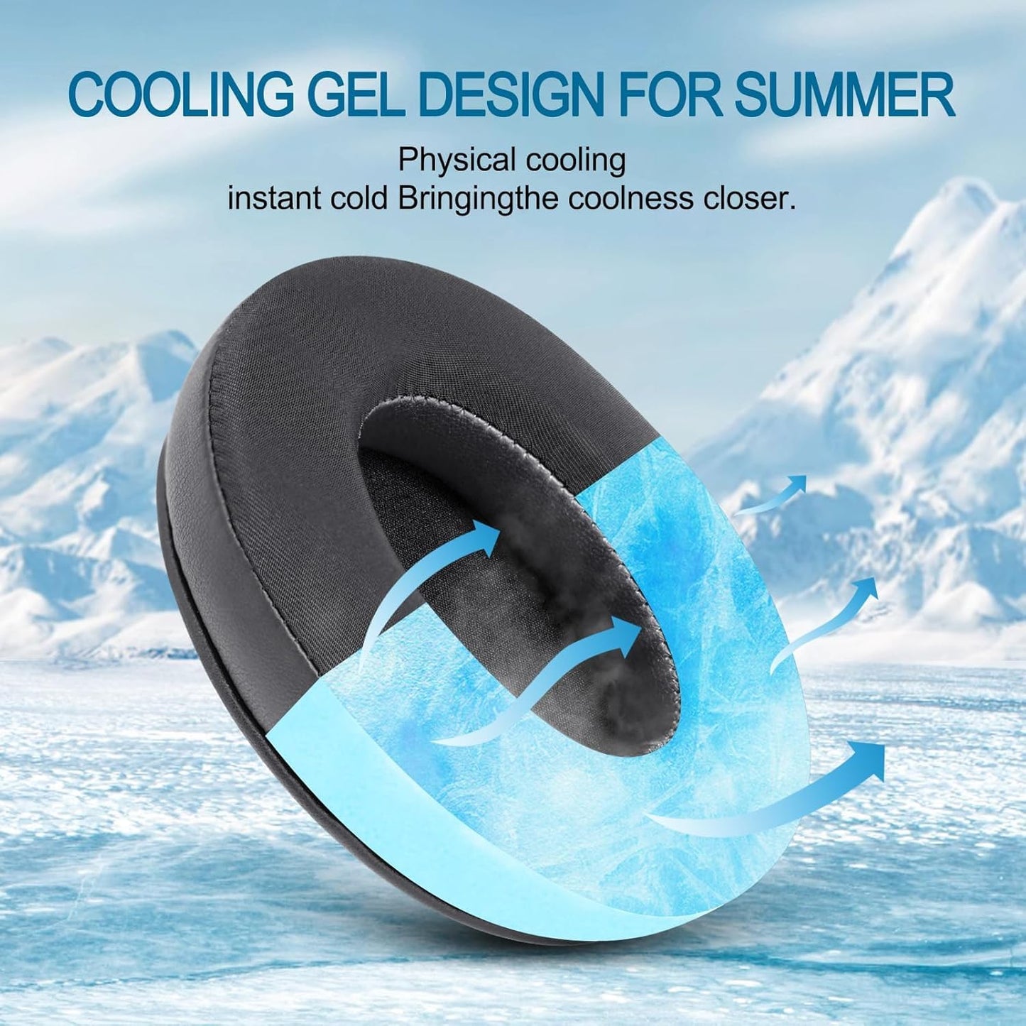 GVOEARS Cooling Gel Replacement Ear Pads for HyperX Cloud 1/2/3/Pro/Core/Alpha/Alpha S/Alpha Pro/Flight/Flight S/Stinger/Stinger S, CloudX Stinger Headset and More, Breathable Ice Silk Fabric - Black