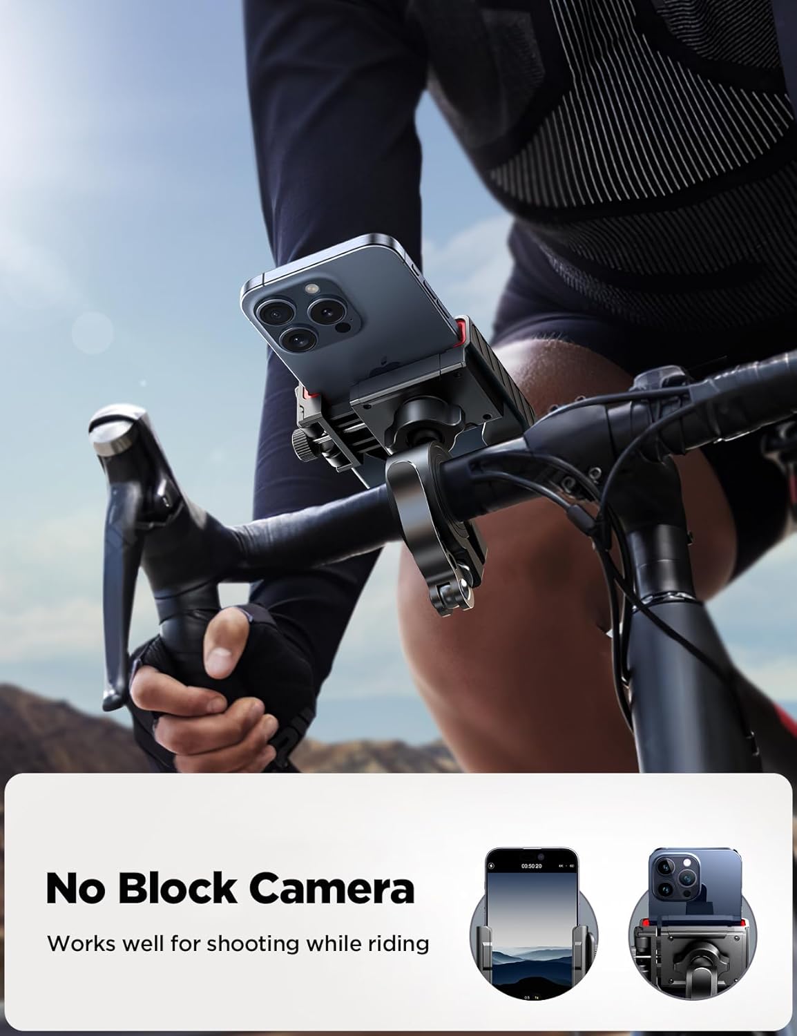 JOYROOM Motorcycle Bike Phone Mount Holder - Bicycle Handlebar Cell Phone Mount - Stroller Scooter Phone Clip for iPhone Samsung Galaxy 4.7''-7'' Smartphones
