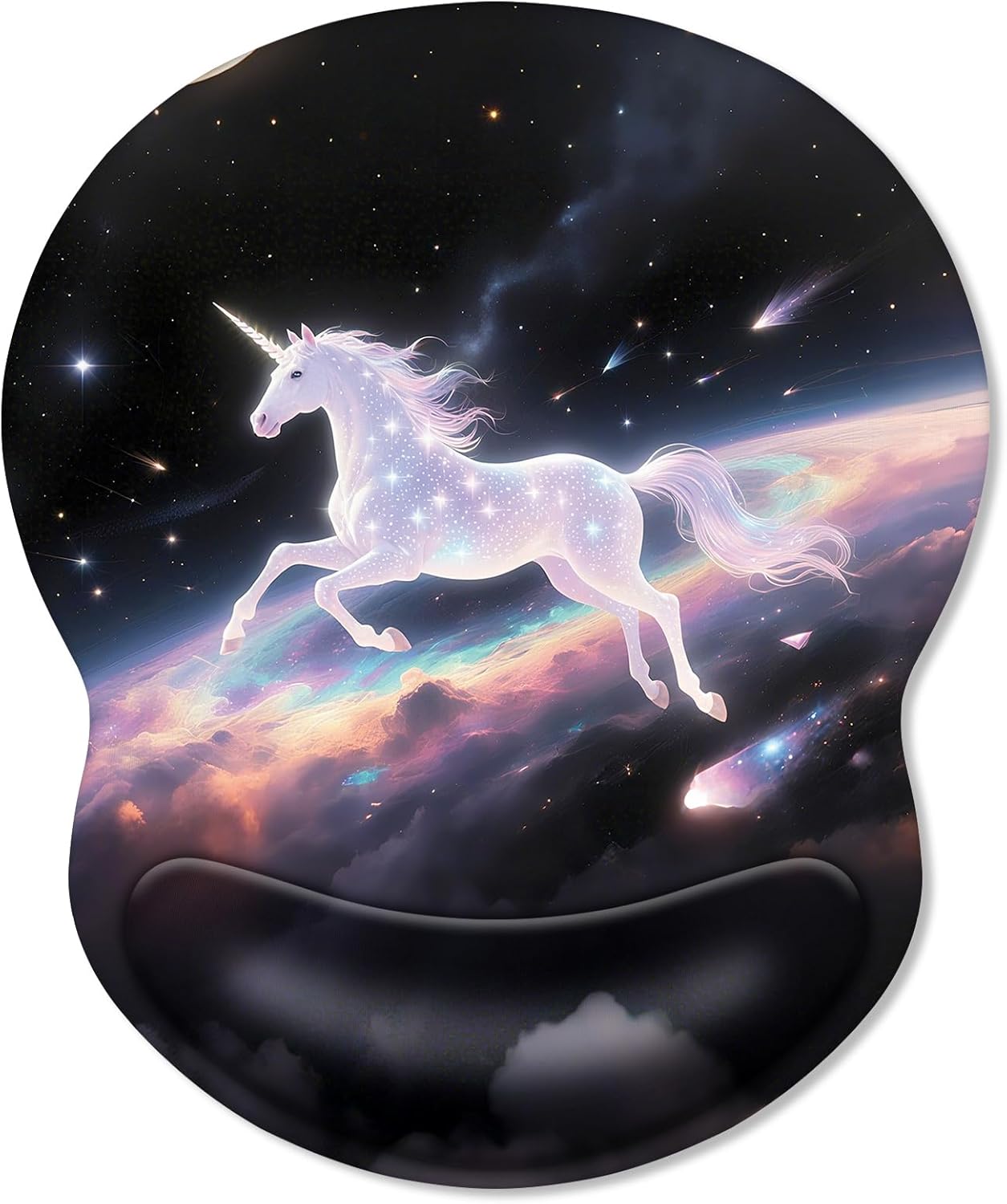 ITNRSIIET Ergonomic Mouse Pad with Comfort Gel Wrist Rest, Non-Slip PU Base, Smooth Textured Surface, Reduces Hand Fatigue & Wrist Pain, 8.7 x 7.2 Inch for Office Gaming Home, Stellar