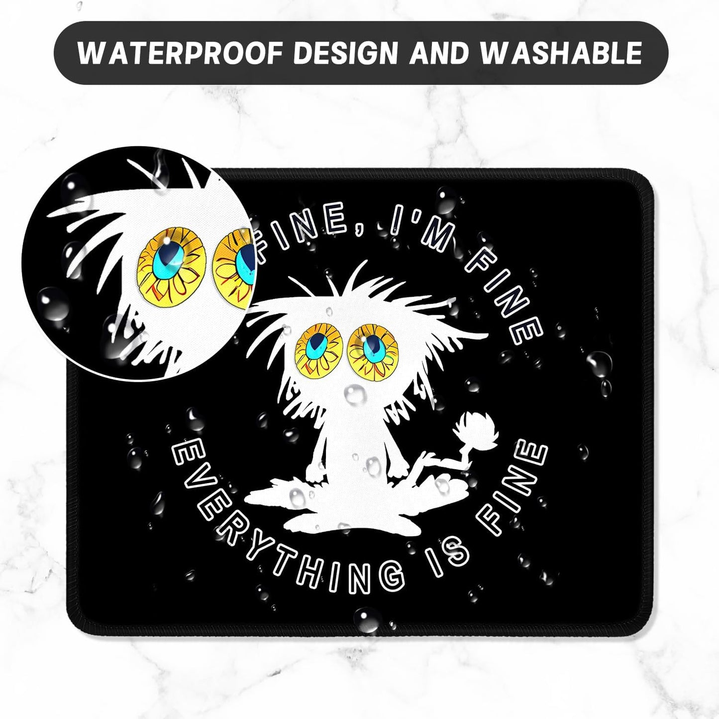 ITNRSIIET Mouse Pad with Stitched Edge Premium Textured Smooth Precise Operation Waterproof Washable Non-Slip Rubber Base Desktop Protection Mat, 10.2×8.3×0.12 inches, Funny Cat