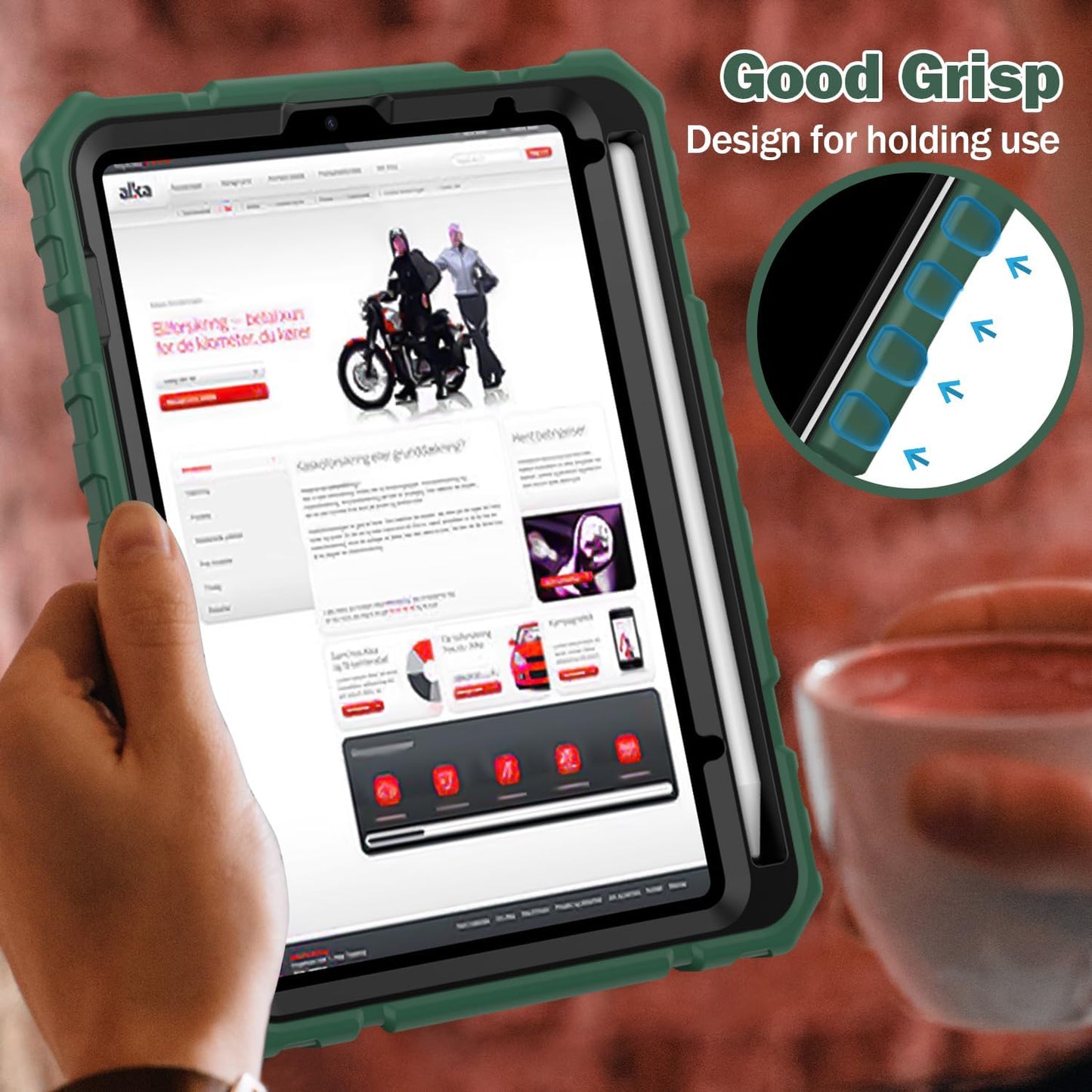 Grifobes Case for iPad Mini 7 (A17 Pro) 2024 / Mini 6 2021 8.3 inch, Heavy Duty Shockproof Rugged Cover with Pencil Holder Stand, for I Pad Mini 7th/6th Gen 8.3" Case for Kids Boys (Deep Green)