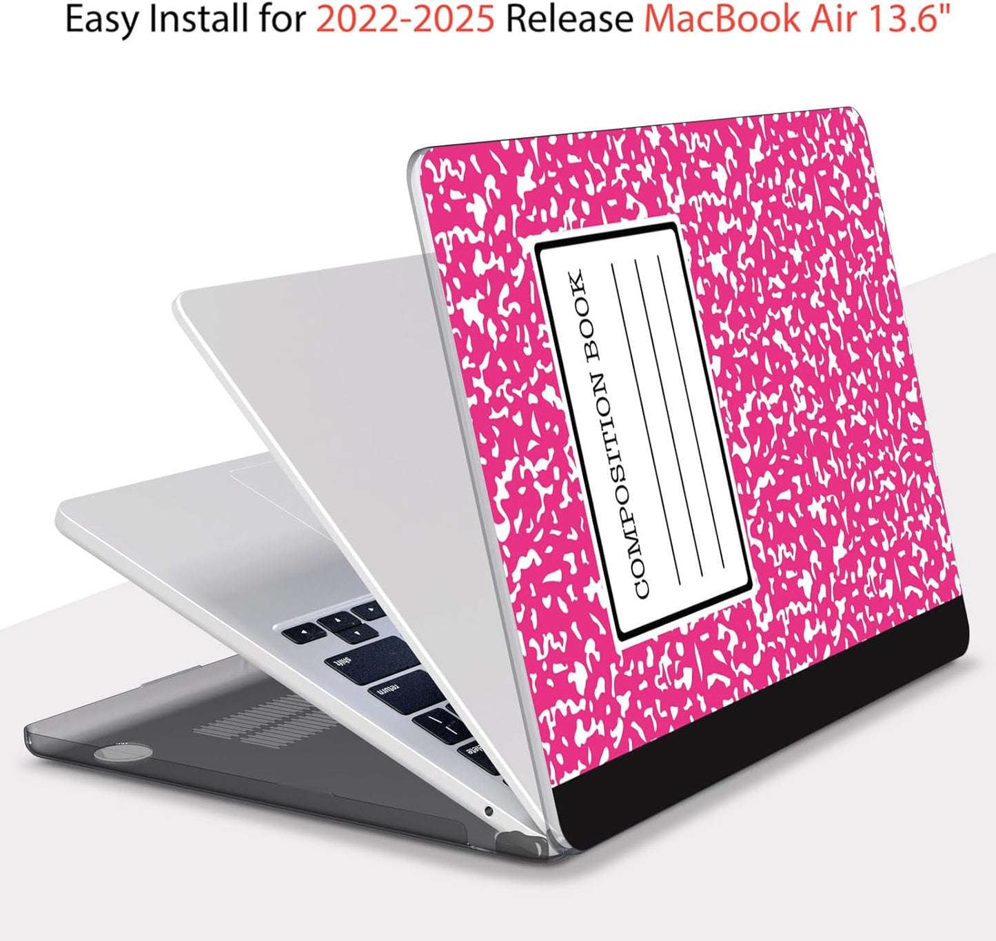 Teryeefi Compatible with MacBook Air 13 inch Case 2025 2024 2023 2022 M4 A3240 M3 A3113 M2 A2681, Plastic Hard Shell&Keyboard Cover&Screen Film&Type C for MacBook Air 13.6 inch, Composition Book A007