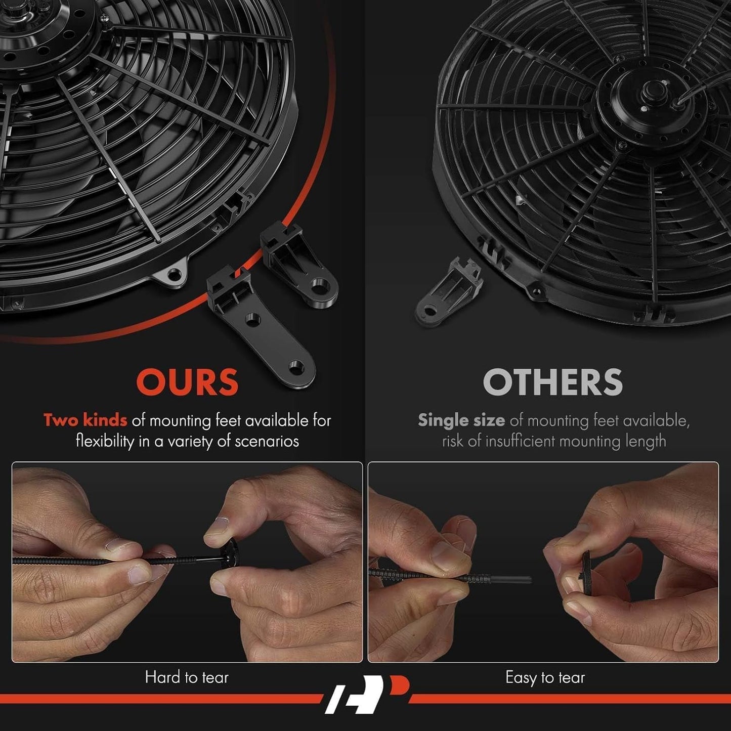 A-Premium 12'' 12 inch Slim Fan Pull Universal Electric Radiator Cooling Fan Assembly, 12V 80W with Mount Kit