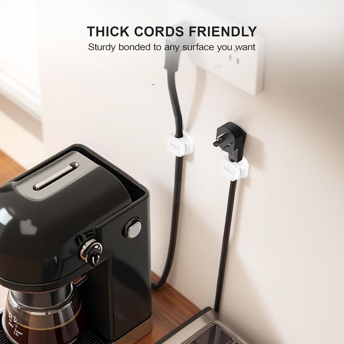 48 Pack Magnetic Cable Clip Organizer Cord Holder, Picozon Adhesive Cable Management, Wire Phone USB Charger Cable Holder, Keeper Organizer for Office Home Desktop Table - White