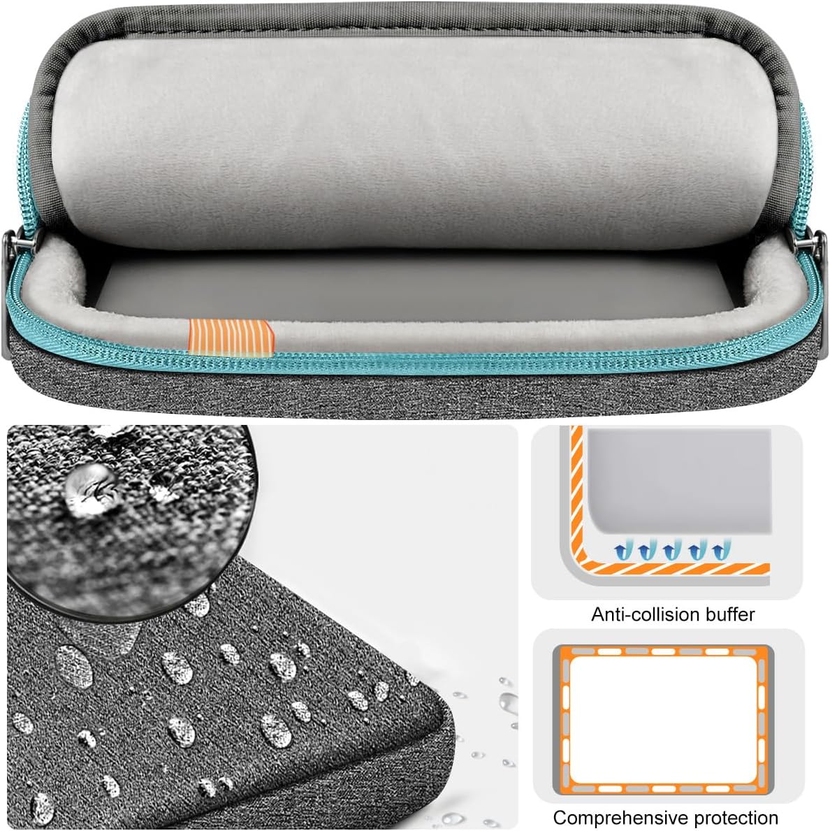 Hseok Laptop Case 15 15.6 16 inch Sleeve with Handle and Hidden Strap,Compatible with MacBook Pro 15.4 16, 360° Protective PC Briefcase with 4 Pockets for Laptop Accessory,Easy to Carrying,Sapphire