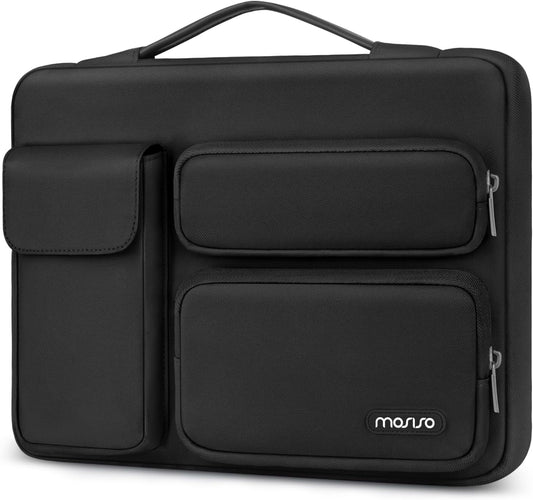 MOSISO 360 Protective Laptop Case 16 inch, 15-15.6 inch Laptop Sleeve Compatible with MacBook Pro 16, HP Acer Dell Lenovo ASUS Notebook, Side Open Bag with 2 Raised&1 Flapover Pockets, Black