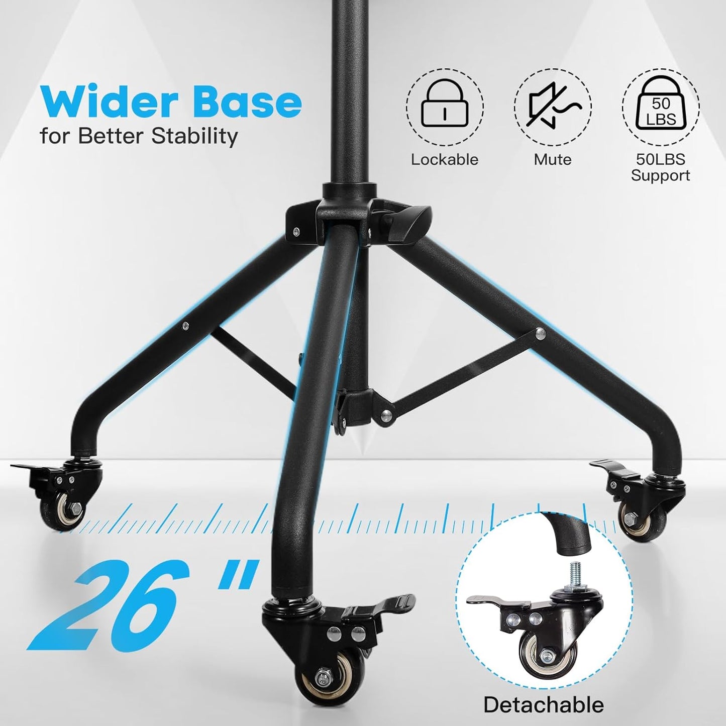 Portable Laptop & Projector Stand with Phone Holder and Mouse Tray ，Adjustable Height Tripod Stand for Laptop, Projector, DJ, Sheet Music，Black