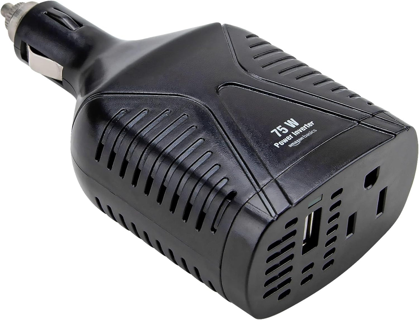 Amazon Basics 75W Car Power Inverter 12V to 110V for Vehicles, Black, 5.07 x 2.65 x 1.6 inches