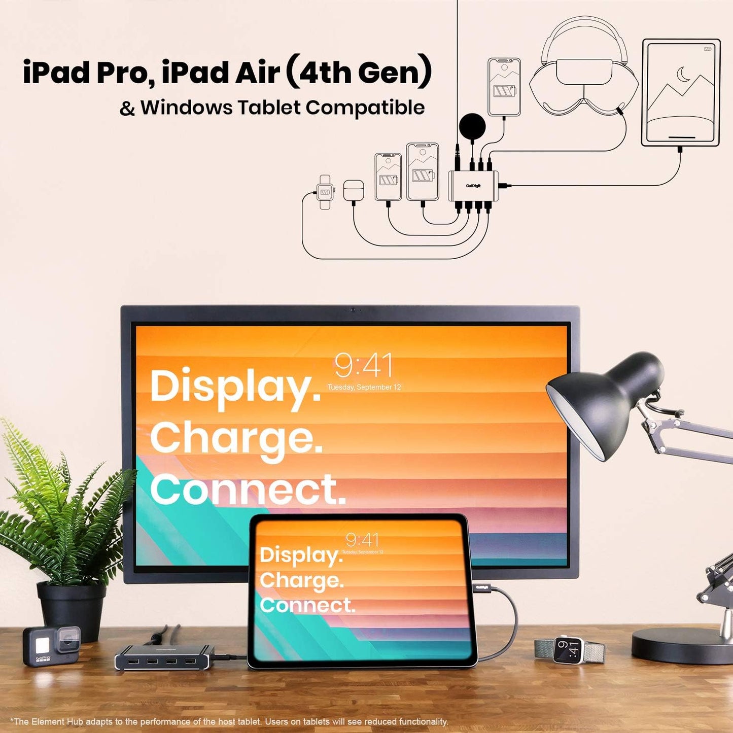 CalDigit Thunderbolt 4 Element Hub - 4X USB4 Ports, USB 3.2 Gen2 10Gb/s, Single 8K or Dual 4K Displays, 60W Charging, 0.8m Cable
