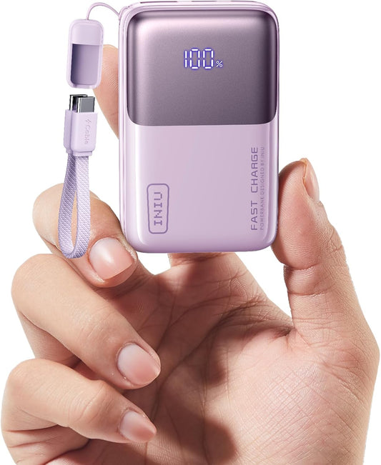 INIU Pocket Size Portable Charger, Ultra Small 10000mAh 45W PD Power Bank, USB C in&Out Fast Charging Battery Pack, Travel Essentials Powerbank for iPhone 16/15 Pro Max, iPad Air, Samsung S22 S27 etc
