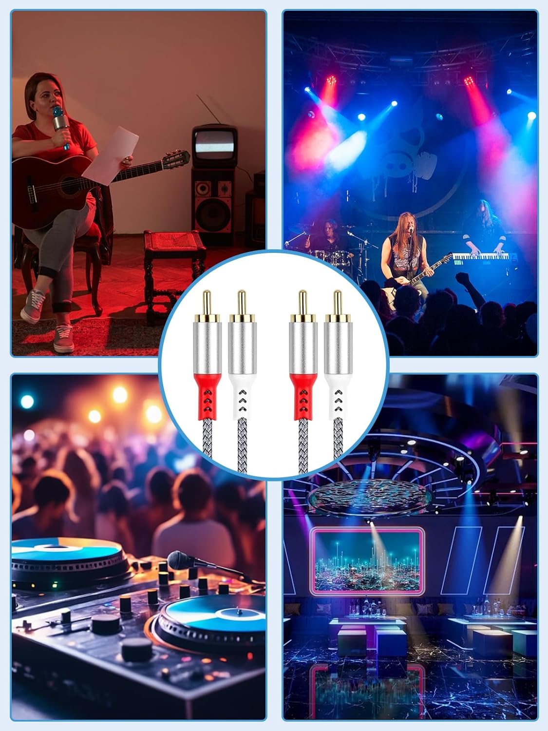 2 Pack 2RCA to 2RCA Cable 2 RCA Male Hi-Fi Systems Audio Stereo Subwoofer Cable Nylon-Braided Auxiliary Audio Cord for Home Theater HDTV Amplifiers Hi-Fi Systems Speakers and etc 6.6Ft Silver