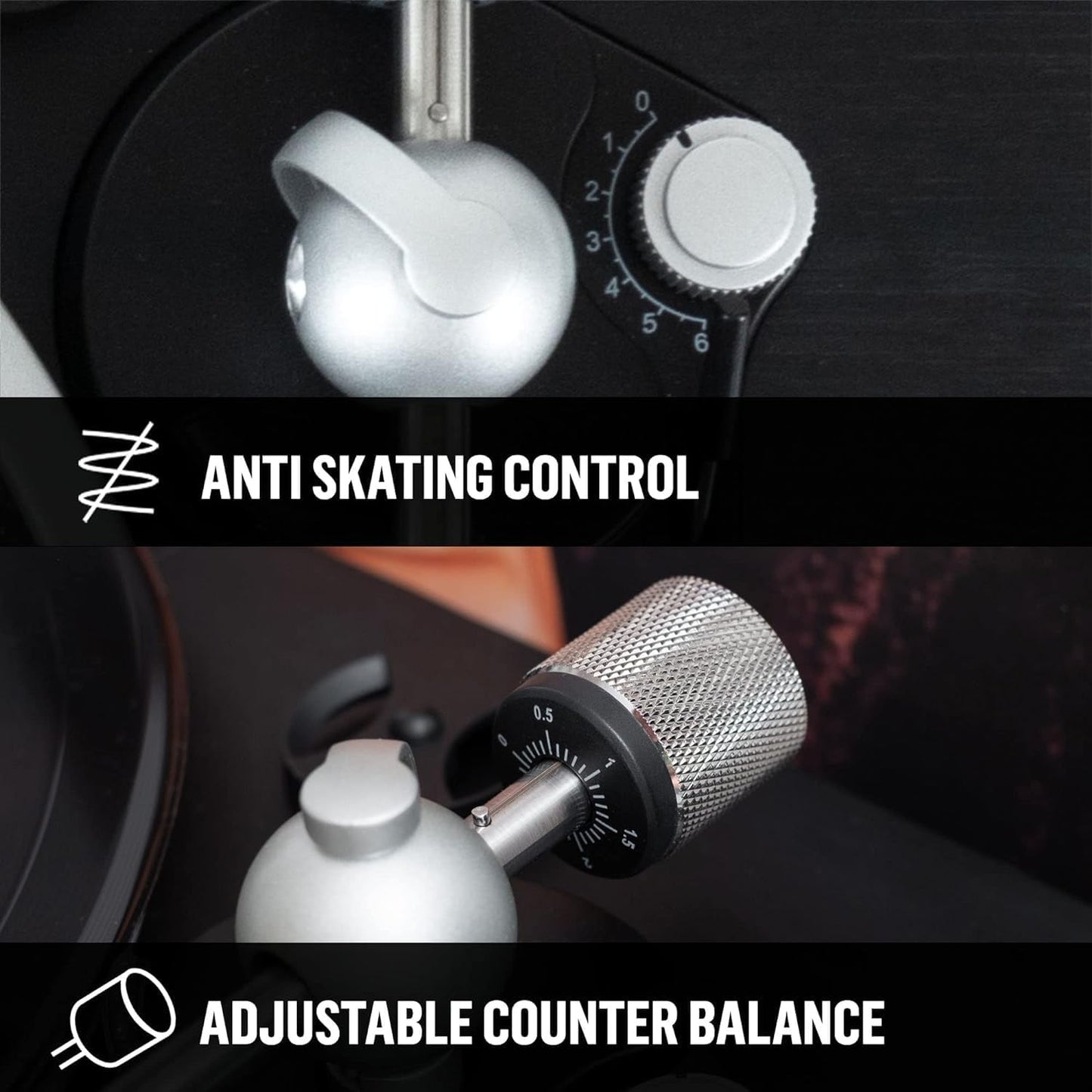 House of Marley Stir It Up Wireless Bluetooth Turntable - Sustainably Crafted Bamboo Record Player, Recycled Rewind Fabric, Superior Sound, Black