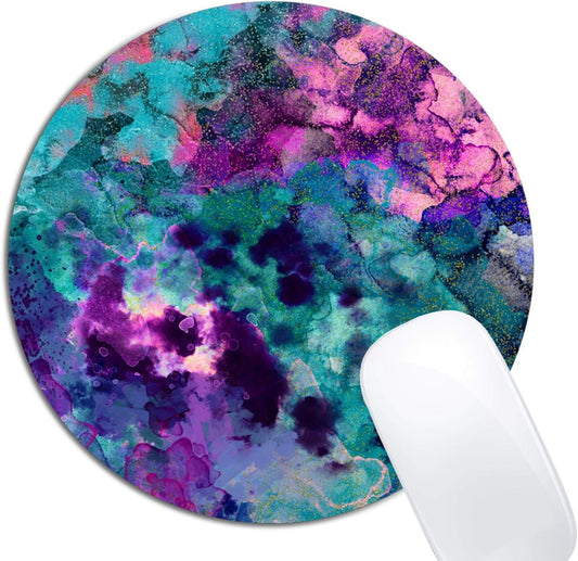 Inky Watercolor Painting Mouse Pad Round Non-Slip Rubber Mousepad Laptop Office Computer Decor Cute Desk Accessories Customized Design Mouse Pad