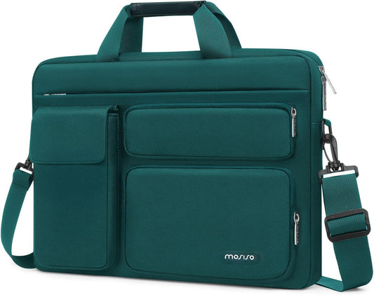 MOSISO Laptop Shoulder Bag, Computer Bag with 2 Raised&1 Flapover&1 Horizontal Pocket&Handle&Belt