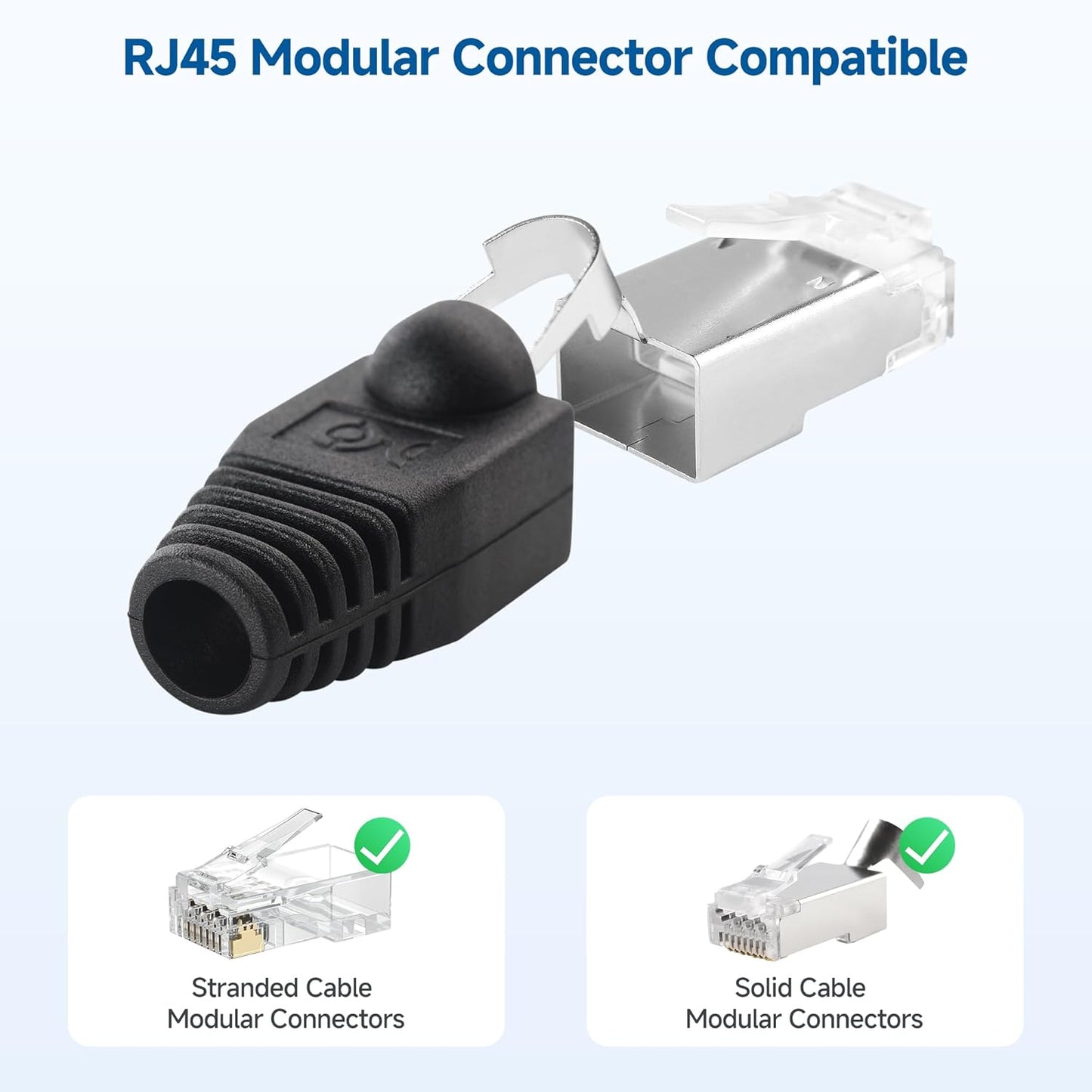 Cable Matters 100-Pack Cat6 / Cat5e RJ45 Strain Relief Boots, RJ45 Boot, Cat 6 Boot, Cat6 Ethernet Boots, Black, Suitable for 6.5mm (0.25in) Ethernet Cables