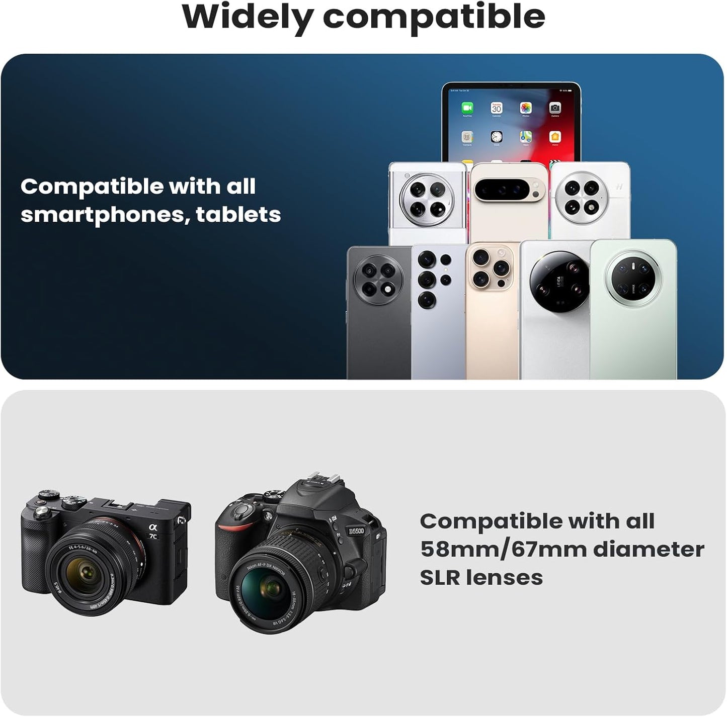 67mm CPL Filter for Phone/DSLR, HD Circular Polarizer Polarizing Filter with Universal Clip, Adapter Ring, Lens Attachment for iPhone 16 15 14 13 12 Samsung Galaxy Pixel and Other Smart Phones/Camera