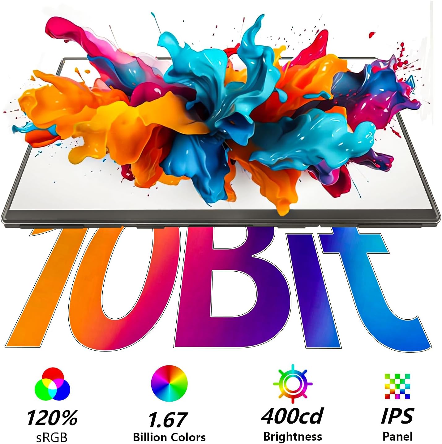 24” 2.5K 2560 * 1440 Portable Monitor 180Hz 120% sRGB USB-C HDMI Large Gaming Second Extender Display Monitor Adjustment Stand for MacBook Laptop,Camera,Desktop,PS5/4, Xbox, Switch,Phone