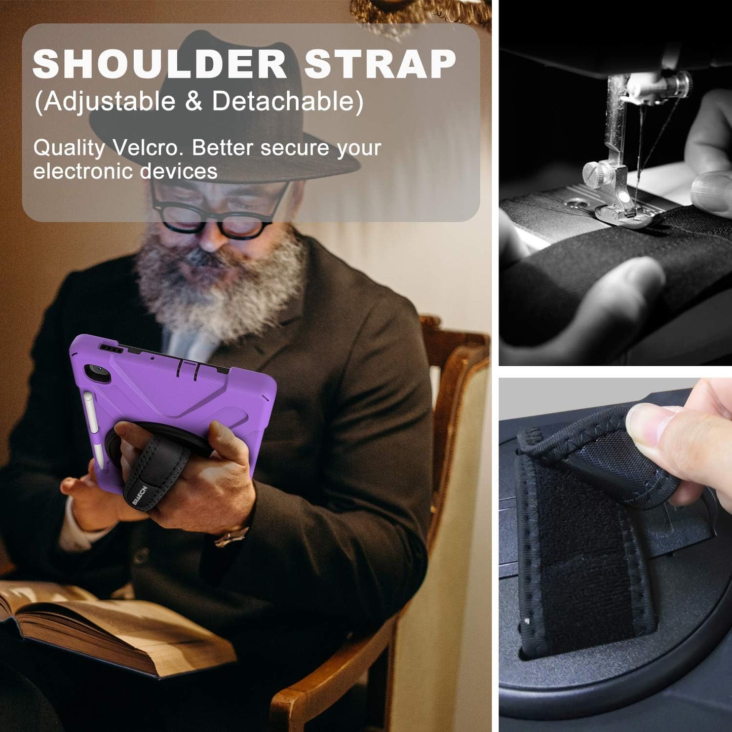 BRAECN for Galaxy Tab S6 Lite Case 10.4'' 2024,Rugged Protective Kids Case with Kickstand, Shoulder Strap, Hand Strap, S Pen Holder for Samsung Galaxy Tab S6 Lite 10.4“2024/2022/2020 -Purple