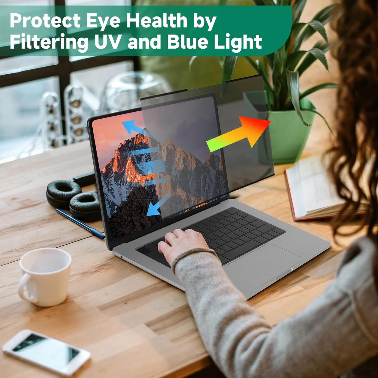 Nano-Suction Laptop Privacy Screen 14 Inch 16:9, Removale Screen Privacy Shield for Laptop, Anti Glare, Anti Bule Light, Screen Protector for Lenovo HP Dell Acer Asus Thinkpad