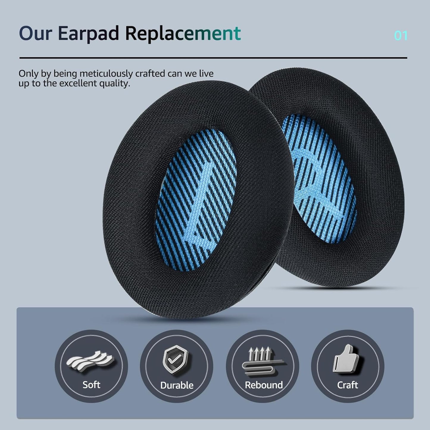 Fabric Comfort -Wzsipod Ear Pads for Bose QuietComfort 35/Qc35ii Headphones, Compatible with QC45 QC25 QC2 QC15 & More Series, Replacement Exclusive Styles, s1