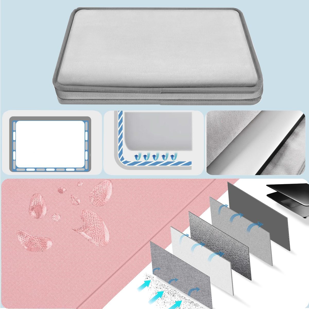 Universal Laptop Shoulder Bag 13-17.3 Inch Shockproof Briefcase with Multi-Pockets & Adjustable Strap for MacBook Pro/Air