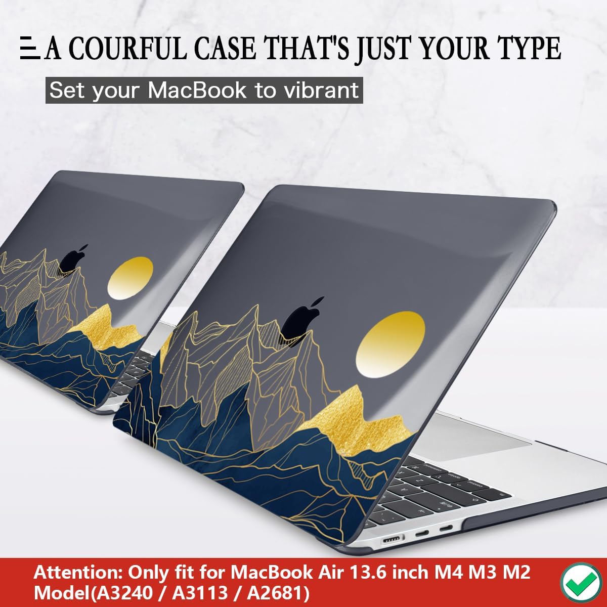 CISSOOK Compatible with MacBook Air 13.6 Inch Case A3240 A3113 A2681, Laptop Hard Shell Mountain Sunshine Cover with Keyboard Cover for MacBook Air 13 M2 M3 M4 Release 2022 2024 2025