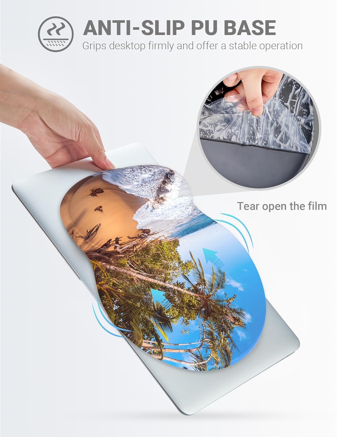 Ergonomic Mouse Pad Wrist Support, Comfortable Mouse Pad Wrist Rest, Relieve Wrist Pain Gel Mouse pad, Non-Slip Rubber Base Mousepad for Laptop, Computer(Beach)