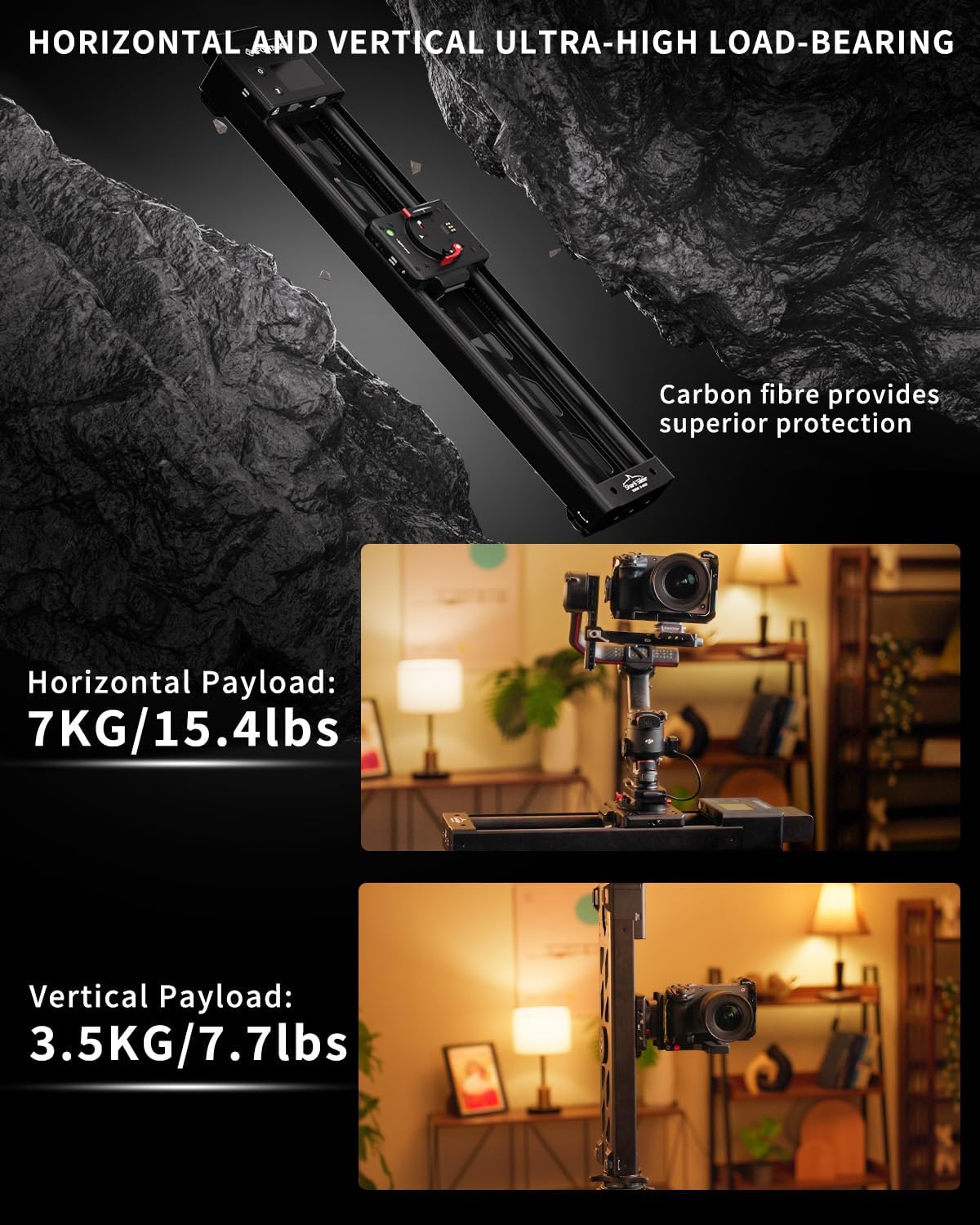 IFOOTAGE Shark Slider Nano II 660,Motorized Camera Slider,Compatible with DJI RS2, RS2Pro, RS3 Pro, RS4, RS4 Pro,Video Stabilizer Rail,Video,Timelapse,Panorama,Stop Motion,Marco,Max.Payload 15.4lbs