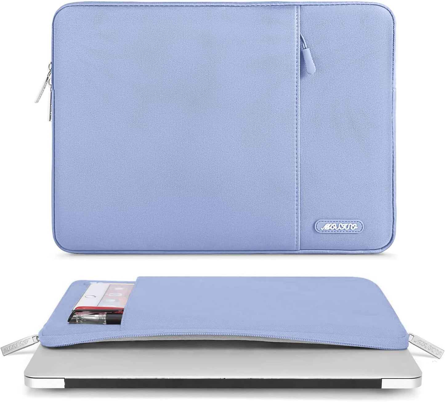 MOSISO Laptop Case 13 inch, 13 inch Laptop Sleeve Compatible with MacBook Air M4 M3 M2 M1 2025-2018 / Pro M2 M1 2025-2016, Polyester Vertical Computer Sleeve Bag with Pocket, Pastel Blue