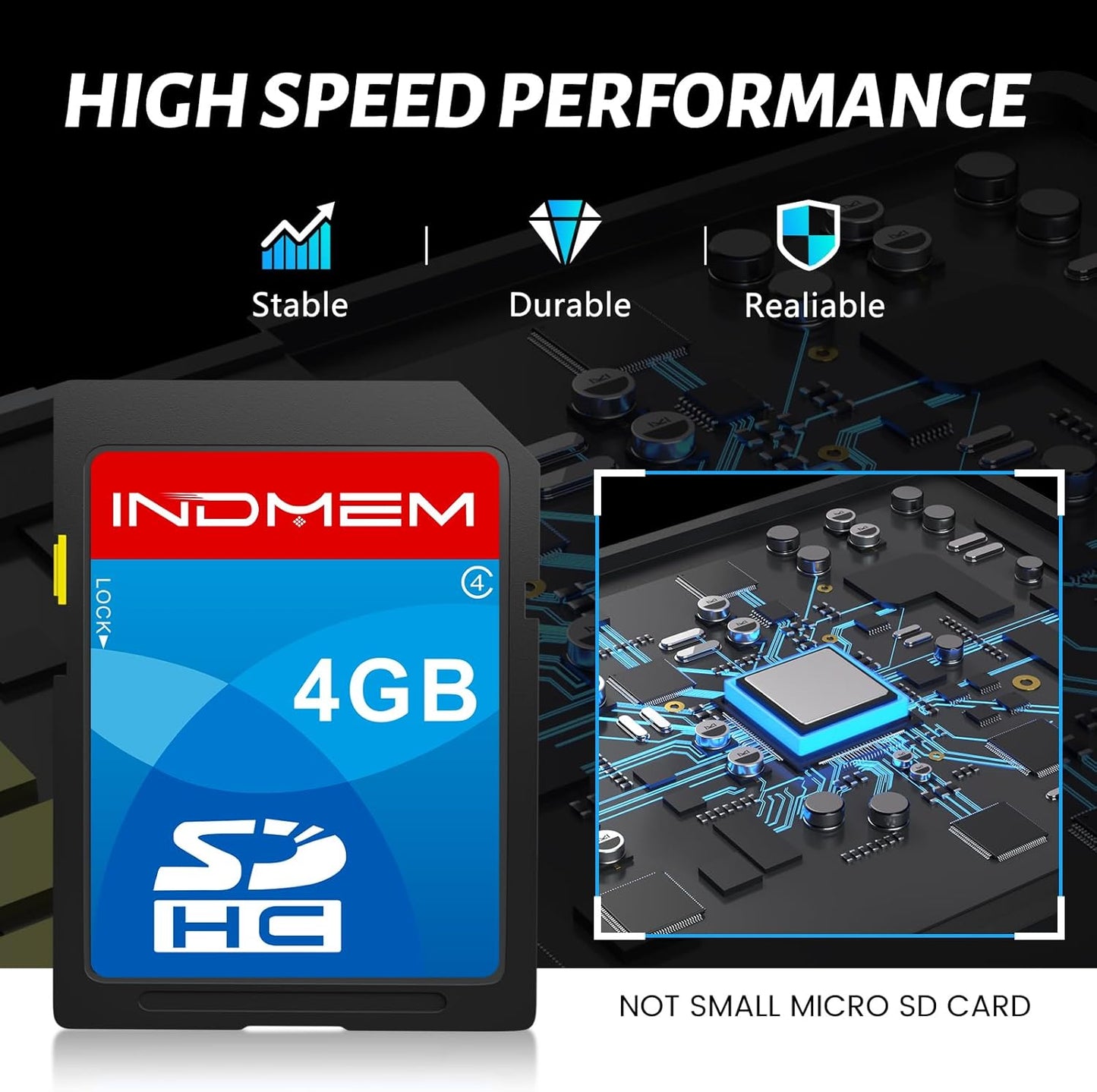 INDMEM SD Card 4GB, 8 Packs Class 4 4GB Flash Memory Card MLC Standard Secure Digital Cards Camera Card