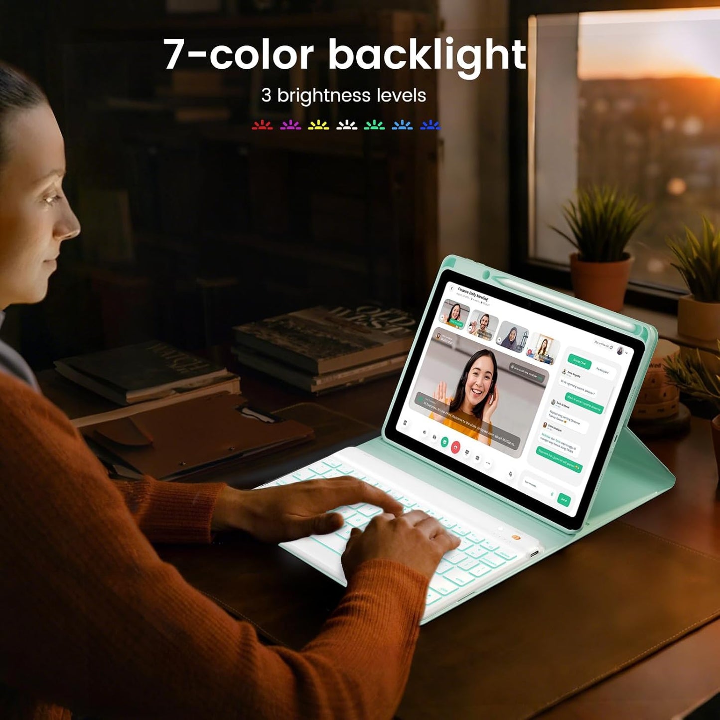 Keyboard Case for iPad Air 5th/4th Pro 11 inch, 7-Color Backlit Detachable Wireless Keyboard Case with Pencil Holder, Stand Folio Cover for Gen 2020/2022, Pro 4th/3rd/2nd/1st Gen, Green…