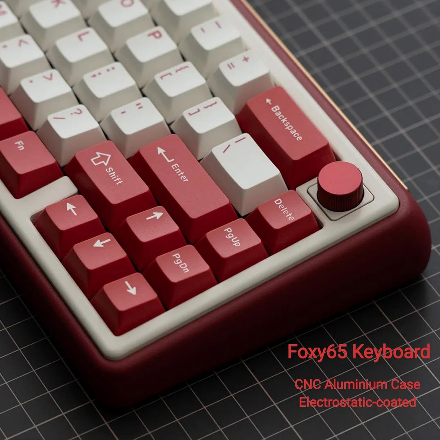 Chilkey Foxy65 Mechanical Keyboard with Knob, Gasket Mount 65% Aluminum Wireless Mechanical Keyboard, BT5.0/2.4GHz/USB-C, Hot Swappable, RGB Backlit Computer Custom Key Board for PC