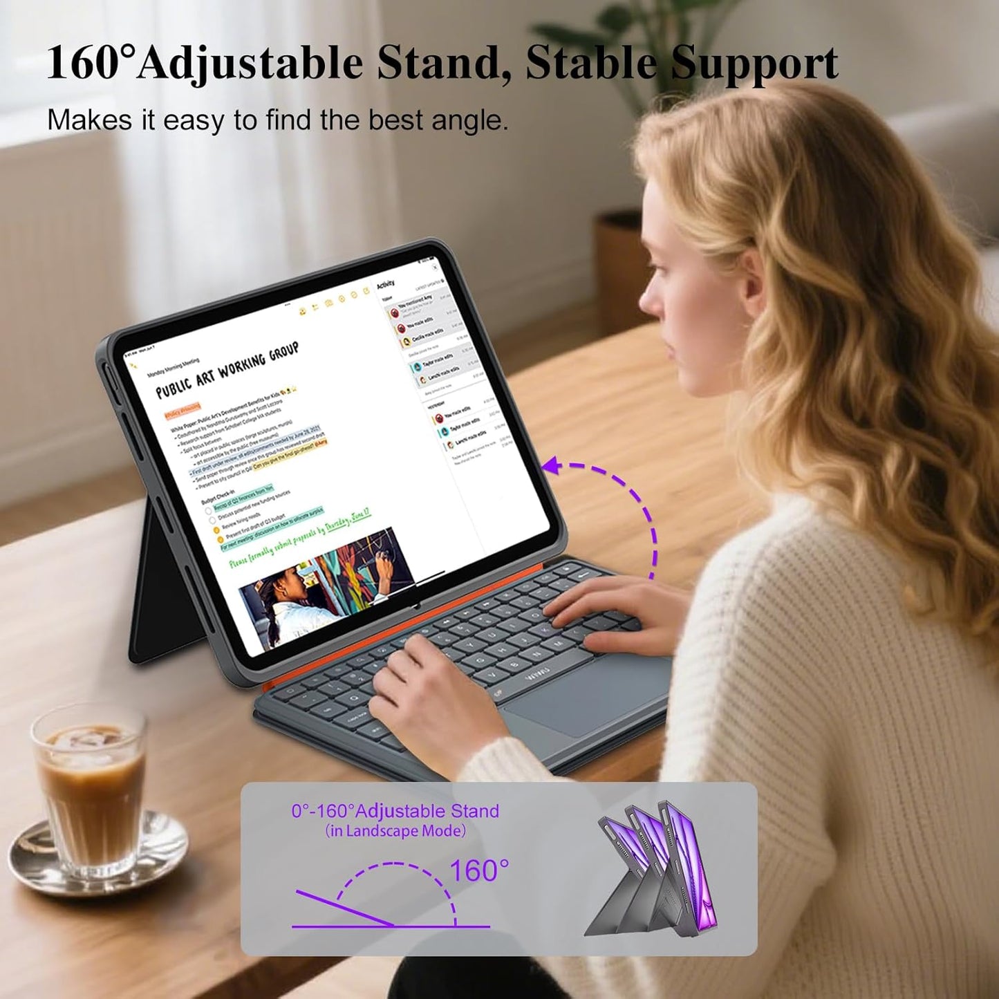 iPad Air 13 inch Case Keyboard (M3 M2, 2025 2024),Wireless iPad Keyboard for Pro 12.9 inch 6/5/4/3rd Gen,Magnetic Detachable with Trackpad,7-Color Backlit,Landscape/Portrait,Adjustable Stand (Gray)