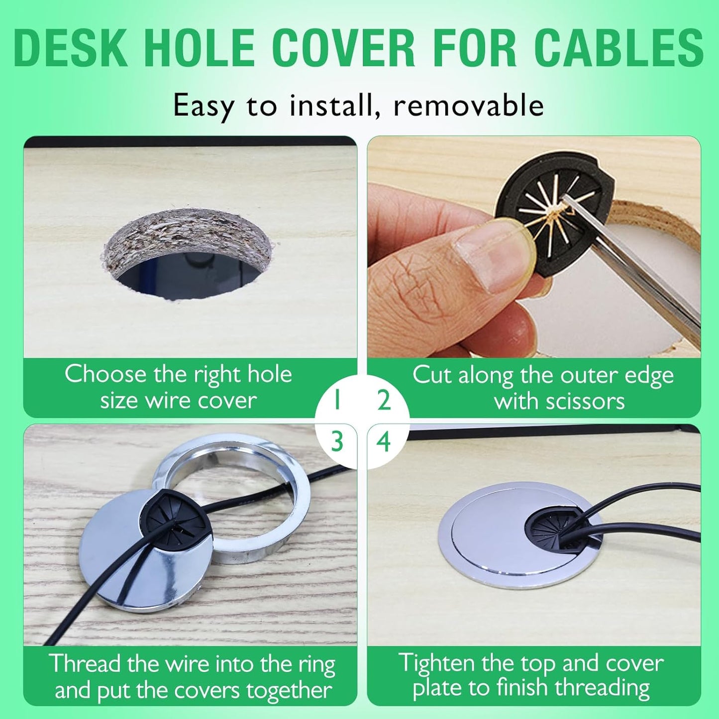 1 Pcs Desk Grommet 3-1/8" / 80 mm, Desk Cord Hole Cover, Cable Grommet Metal Zinc Alloy Materilal, Desk Hole Grommet for Home & Office Pc, Detachable Cable Cord Organizer-Bronze