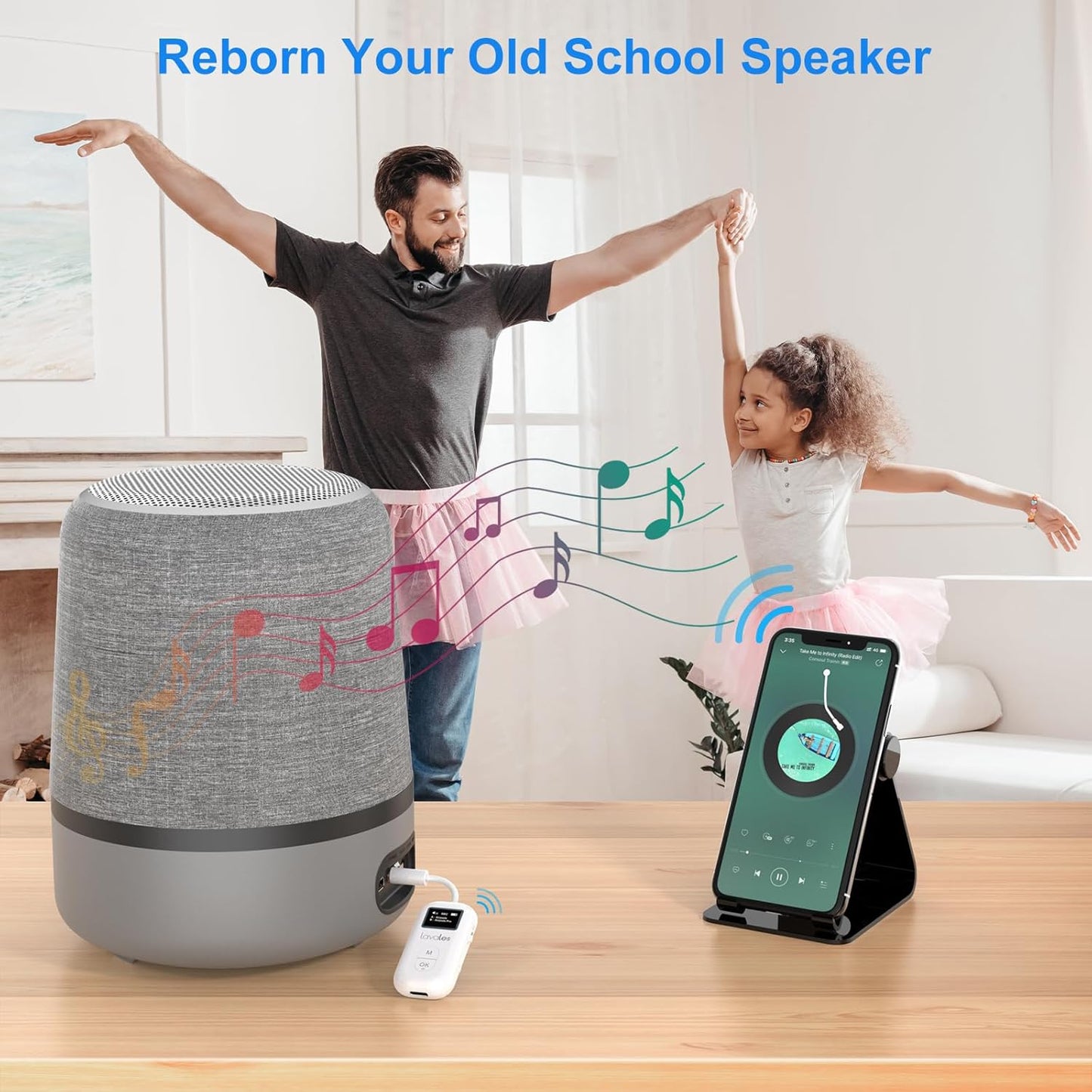 Bluetooth 5.3 Transmitter Receiver for Airplane, Wireless Audio Adapter w/Screen for 2 AirPods, AptX Adaptive/SBC/HD,100ft Long Range, 25h Playtime, 3.5mm Aux Adapter for TV, Speakers, MP3