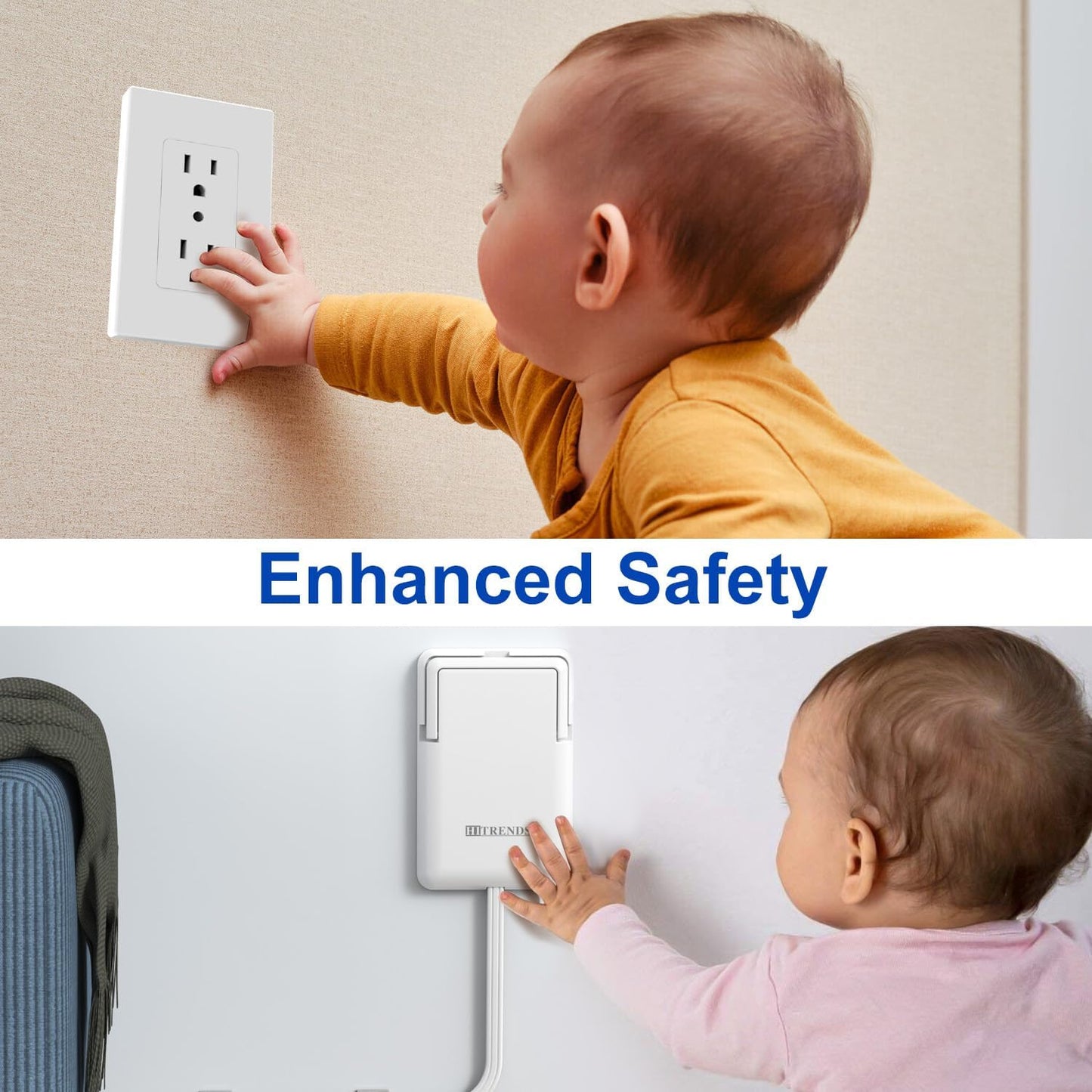 6FT Ultra-Thin Flat Plug Power Strip with 3 Outlets & 3 USB Ports | Child & Pet-Safe, 1625W, Wall-Mounted Cord Organizer, Universal Size Outlet & Plug Concealer with Cord Clips(UL Listed)