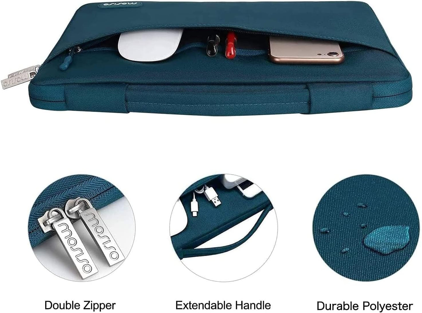 MOSISO Compatible with MacBook Air 13 inch Case 2025 2024 2023 2022 M4 A3240 M3 A3113 M2 A2681, Hard Shell&Sleeve Bag&Keyboard Skin&Webcam Cover&Screen Film for MacBook Air 13.6 inch, Teal Green