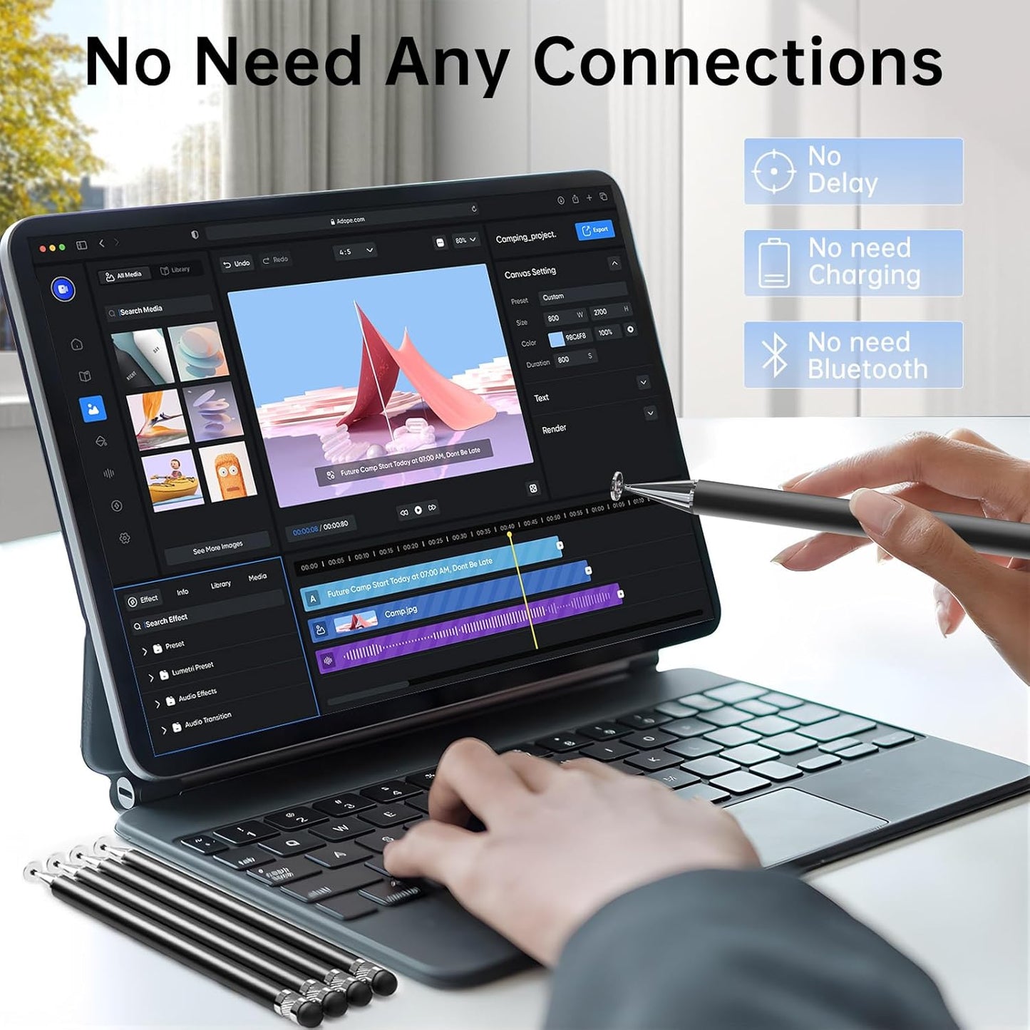 Bopomofo Stylus (5 Pcs),2-in-1 Stylus Pen for Touchscreen, High Precision and Sensitivity, Suitable for iPhone/ipad/Android Tablets, Compatible with All Touch Screens,Black