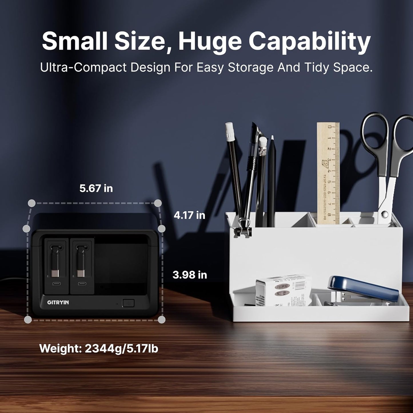 Gitryin 10-in-1 Desktop Charging Station with 2 Retractable Type-C Wall Chargers, 40W USB-C Power Strip with Flat Plug, Extension Cord with 1020J Surge Protection for Home Office