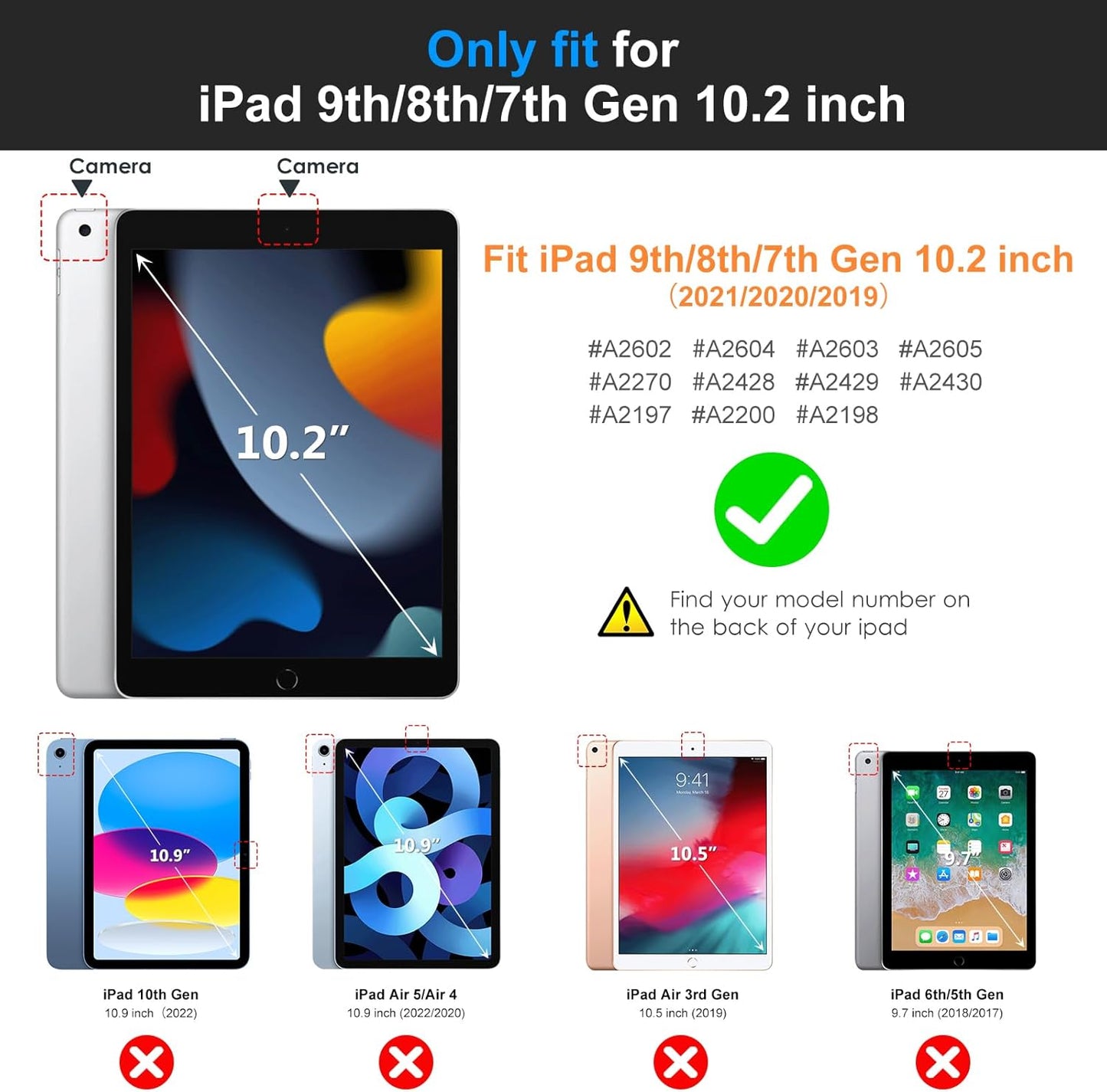 DTTO for iPad 9th/8th/7th Generation 10.2" Case 2021/2020/2019 with Keyboard, 7 Colors Backlit Wireless Detachable Keyboard Premium Leather Folio Cover with Pencil Holder & Pocket, Black Brown