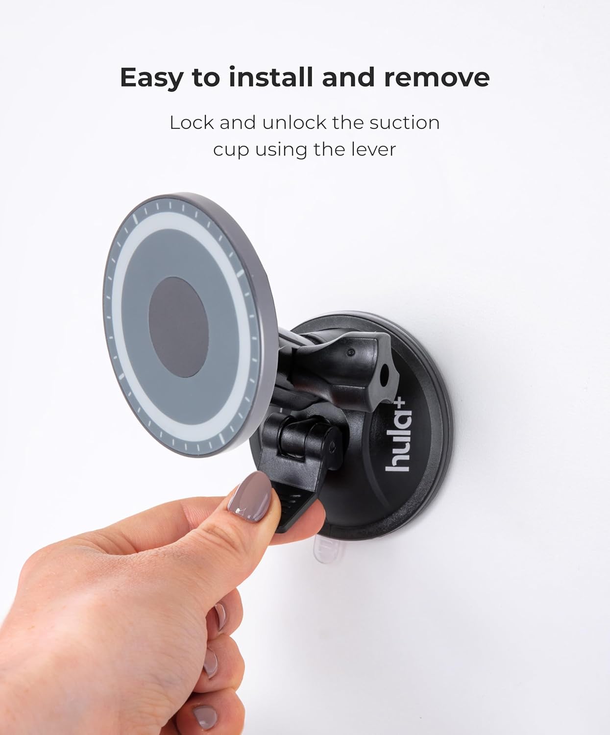 hula+ MagSafe Phone Holder Portable Mount, Reusable Stand for Shower, Mirror, Kitchen, Window, & Bathroom Compatible with MagSafe Adjustable Rotation for Content, TikTok, Movies & Music