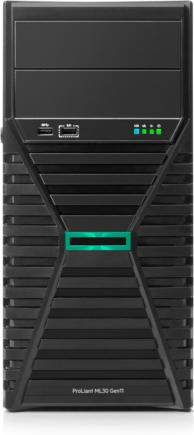 Hewlett Packard Enterprise ProLiant ML30 Gen11 Tower Server w/one Inte Xeon 6315P Processor, 2.8GHz, 4c 1P 1x16GB-U 4LFF-NHP 2x1TB HDD 1x350W PS (HPE Smart Choice P83315-005)
